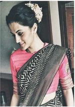 Adorable Black colored Partywear Linen Designer Printed Saree - Ibis Fab