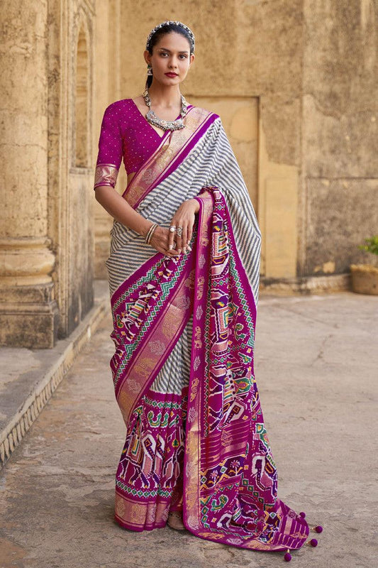 Adorable Silk Classy Dark Pink Color Saree, Shining Party Wear - Ibis Fab