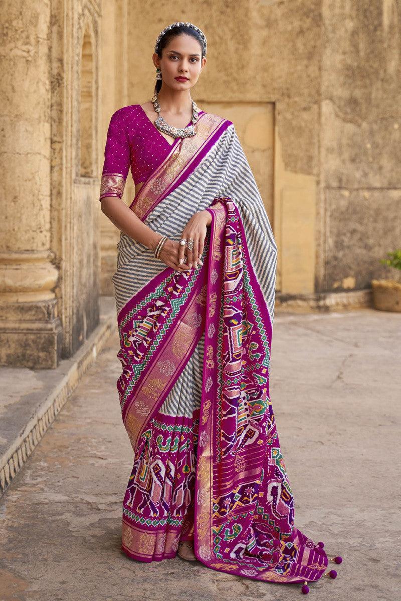 Adorable Silk Classy Dark Pink Color Saree, Shining Party Wear - Ibis Fab