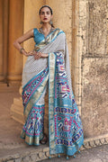 Adorable Silk Classy light blue Color Saree, Shining Party Wear
