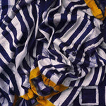 Alluring Night Blue And White Colored Festive Printed Pure Linen Saree - Ibis Fab