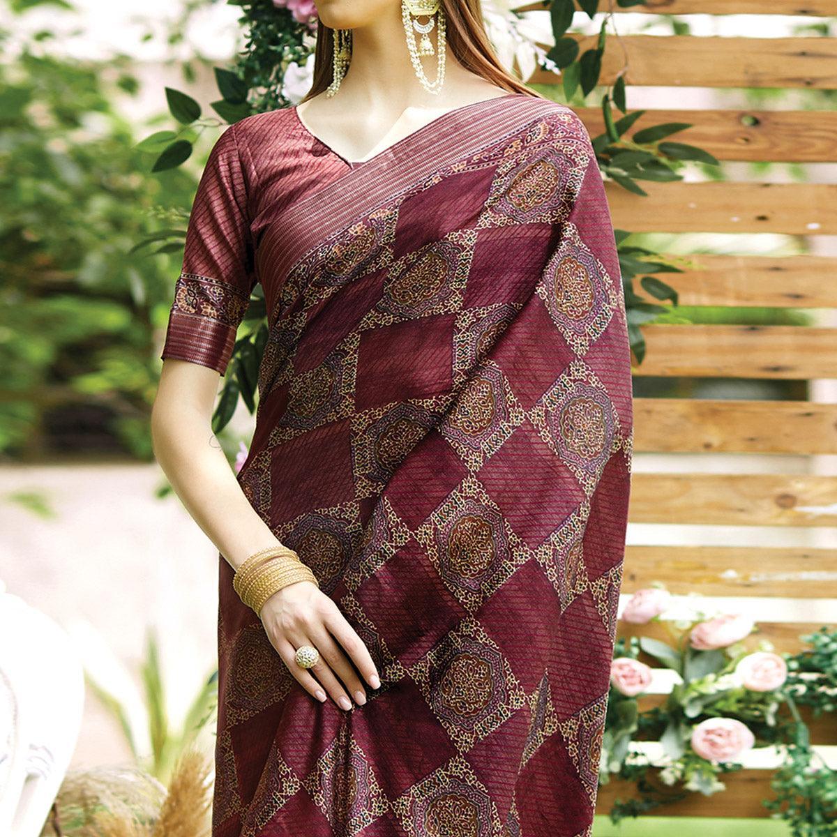 Box Printed Daily Wear Soft Silk Saree - Ibis Fab