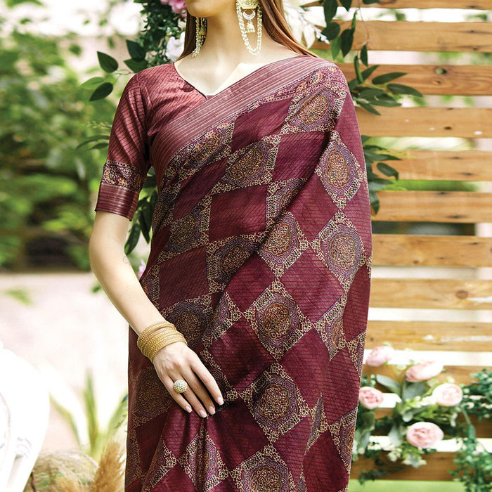 Box Printed Daily Wear Soft Silk Saree