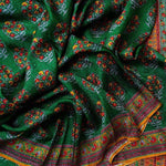 Breathtaking Green And Yellow Colored Party Wear Pure Linen Printed Saree - Ibis Fab