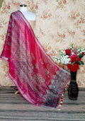 Dark Pink Designer Digital Linen Dupatta