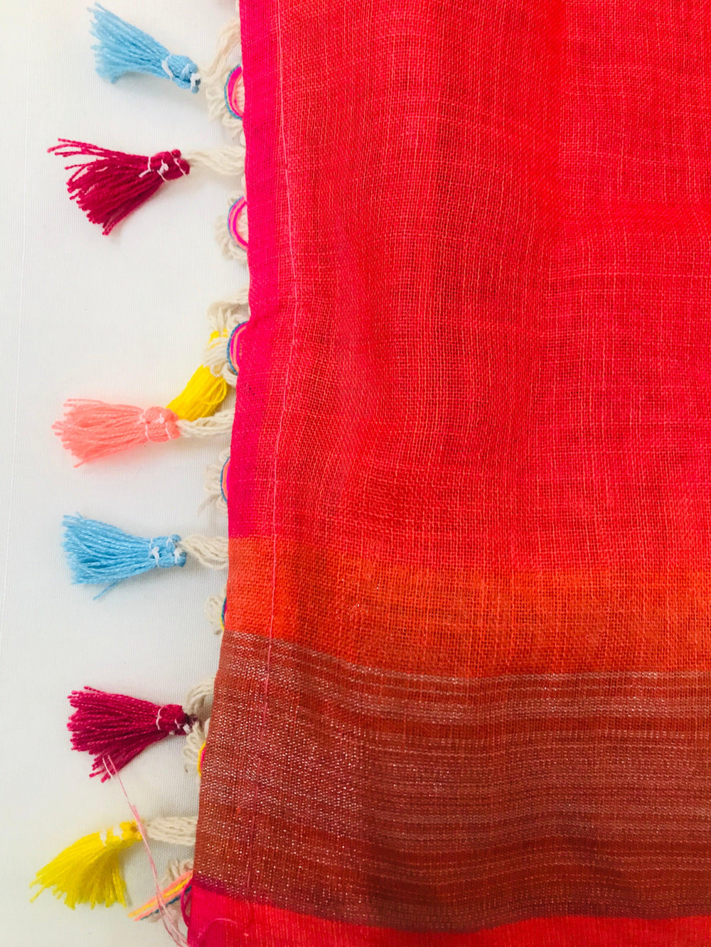 Delightful Orange Colored Festive Wear Pure Linen Designer Saree - Ibis Fab