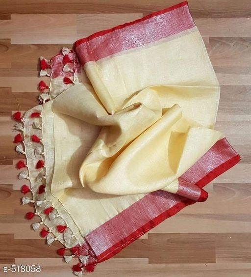 Demanding Beige Colored Casual Pure Linen Saree - Ibis Fab