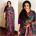 Demanding  colored Kalamkari Partywear Linen Designer Saree