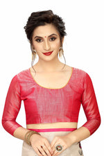 Demanding Cream And Red Colored Casual Pure Linen Saree - Ibis Fab