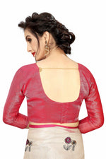 Demanding Cream And Red Colored Casual Pure Linen Saree - Ibis Fab