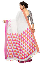 Demanding White Colored Printed Pure Linen Saree - Ibis Fab