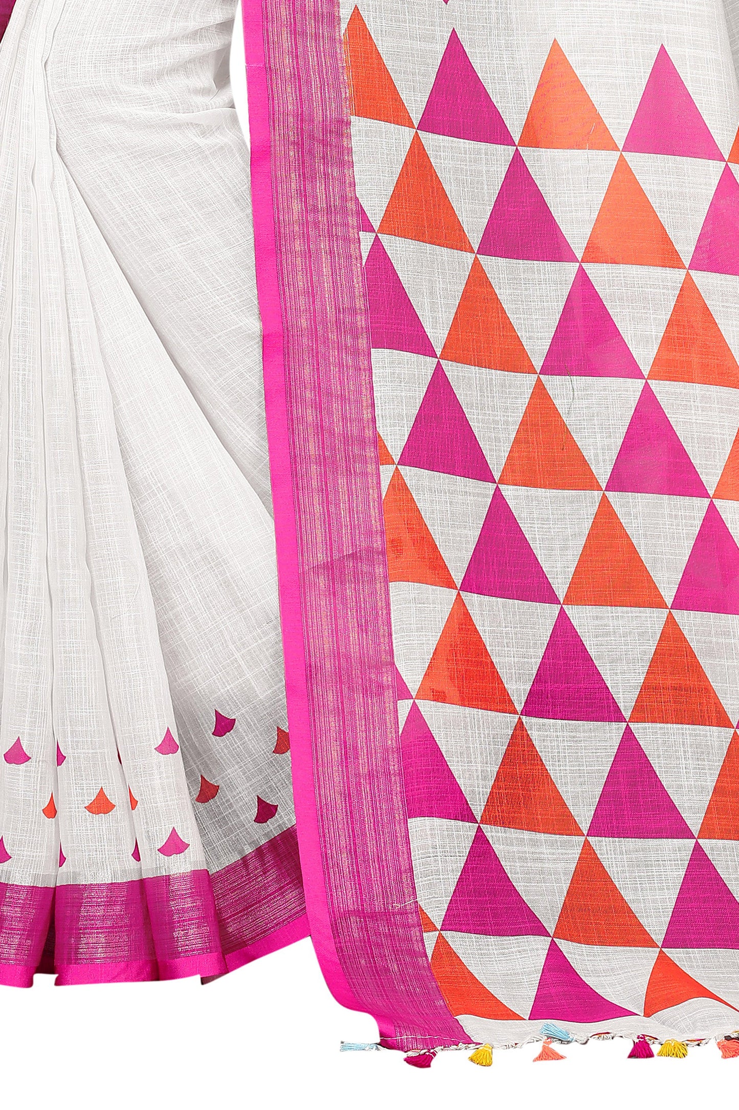 Demanding White Colored Printed Pure Linen Saree - Ibis Fab