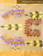 Demanding Yellow & Cream Pure Colored Festive Wear Linen Designer Saree - Ibis Fab