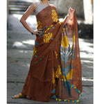 Deserving Brown Colored Festive Wear Pure Linen Designer Saree - Ibis Fab