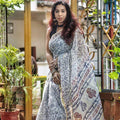 Elegant  White Colored  Festive Printed  Pure Linen Saree