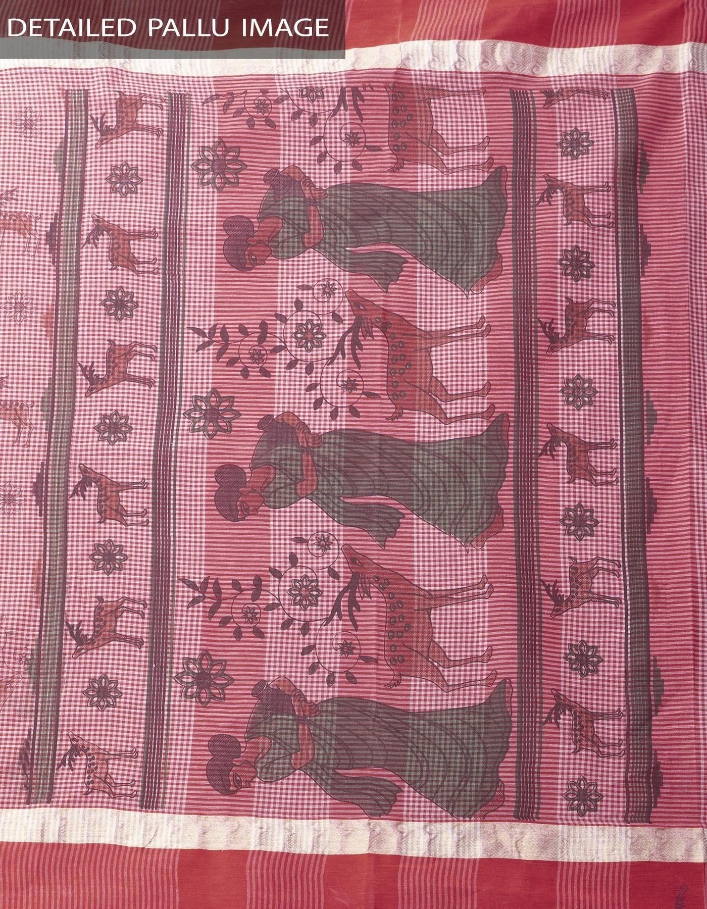 Ethnic Light Pink Colored Festive Wear Linen Designer Saree - Ibis Fab