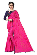 Ethnic Pink Colored Printed Sana Silk Saree With Embroidered Blouse - Ibis Fab