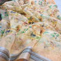 Excellent Beige Colored Pure linen Printed Saree