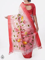 Exceptional Light Red Colored Festive Wear Linen Designer Saree - Ibis Fab