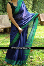 Eye-catching Blue Colored Printed Pure Linen Saree - Ibis Fab