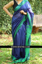 Eye-catching Blue Colored Printed Pure Linen Saree - Ibis Fab