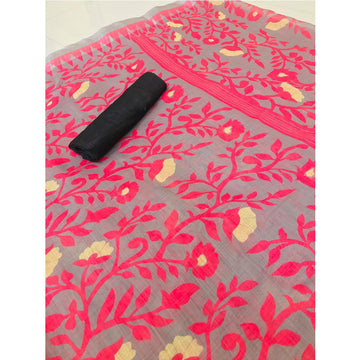 Eye-catching Light Grey  Colored Festive Wear Pure Linen Saree