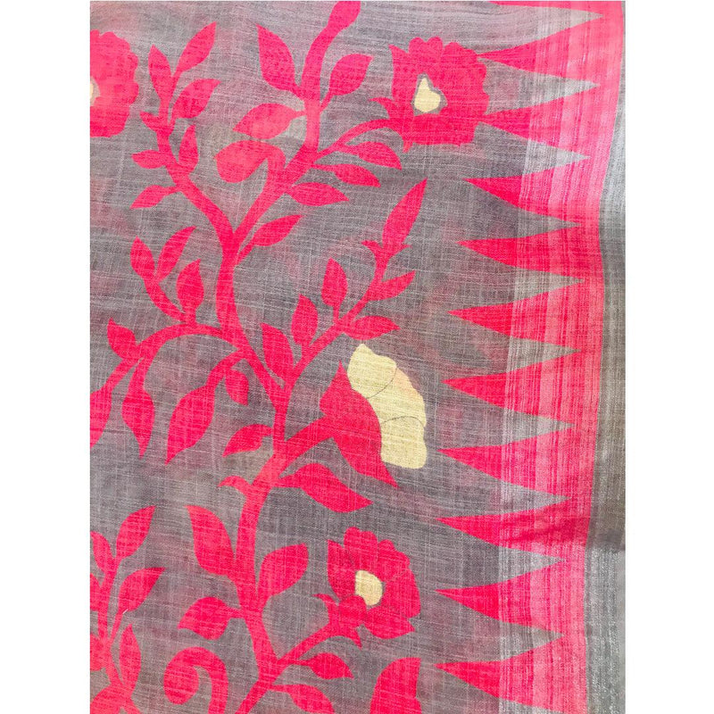 Eye-catching Light Grey Colored Festive Wear Pure Linen Saree - Ibis Fab