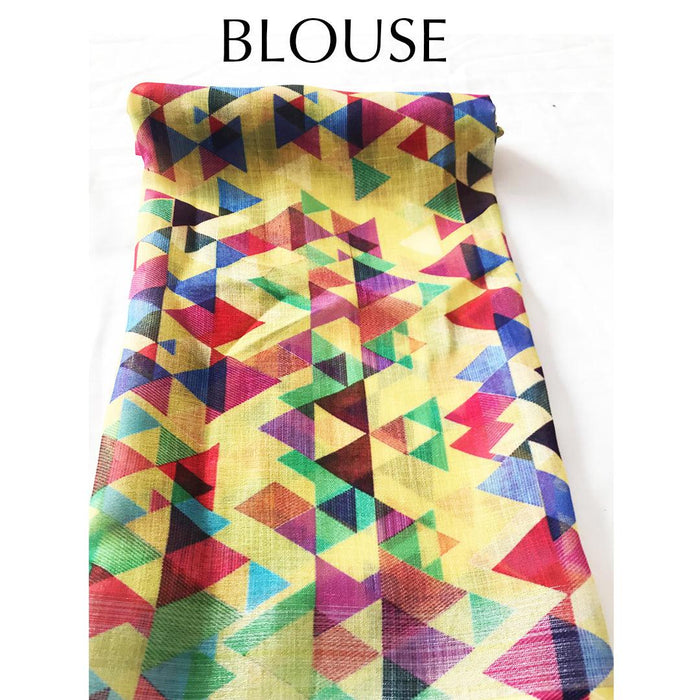 Eye-catching Yellow Casual Printed Pure Linen Saree