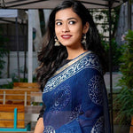 Fantastic Blue Colored Festive Printed Pure Linen Saree - Ibis Fab