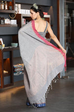 Fantastic Grey Colored Festive Printed Pure Linen Saree - Ibis Fab