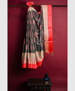 Fantastic Red And Copper Colored Party Wear Pure Linen Saree - Ibis Fab
