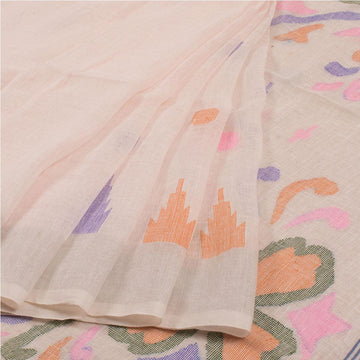 Flamboyant Rose Gold Colored  Festive Wear Printed  Pure Linen Saree