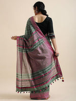 Flattering Mint Colored Festive Wear Printed Pure Linen Saree - Ibis Fab