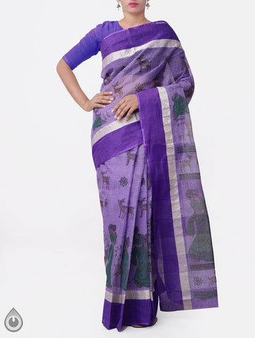 Flattering Purple Colored Festive Wear Linen Designer Saree
