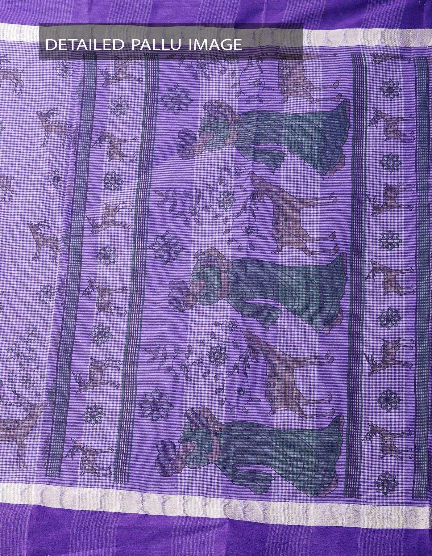 Flattering Purple Colored Festive Wear Linen Designer Saree - Ibis Fab