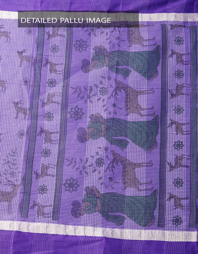 Flattering Purple Colored Festive Wear Linen Designer Saree - Ibis Fab
