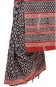 Radiant Black And Red  Colored Party Wear Pure Linen Printed Saree