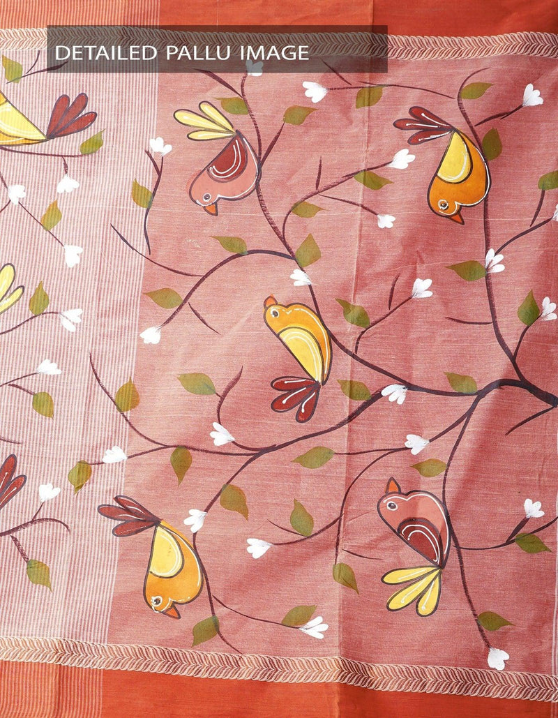 Gleaming Beige Colored Festive Wear Linen Designer Saree - Ibis Fab