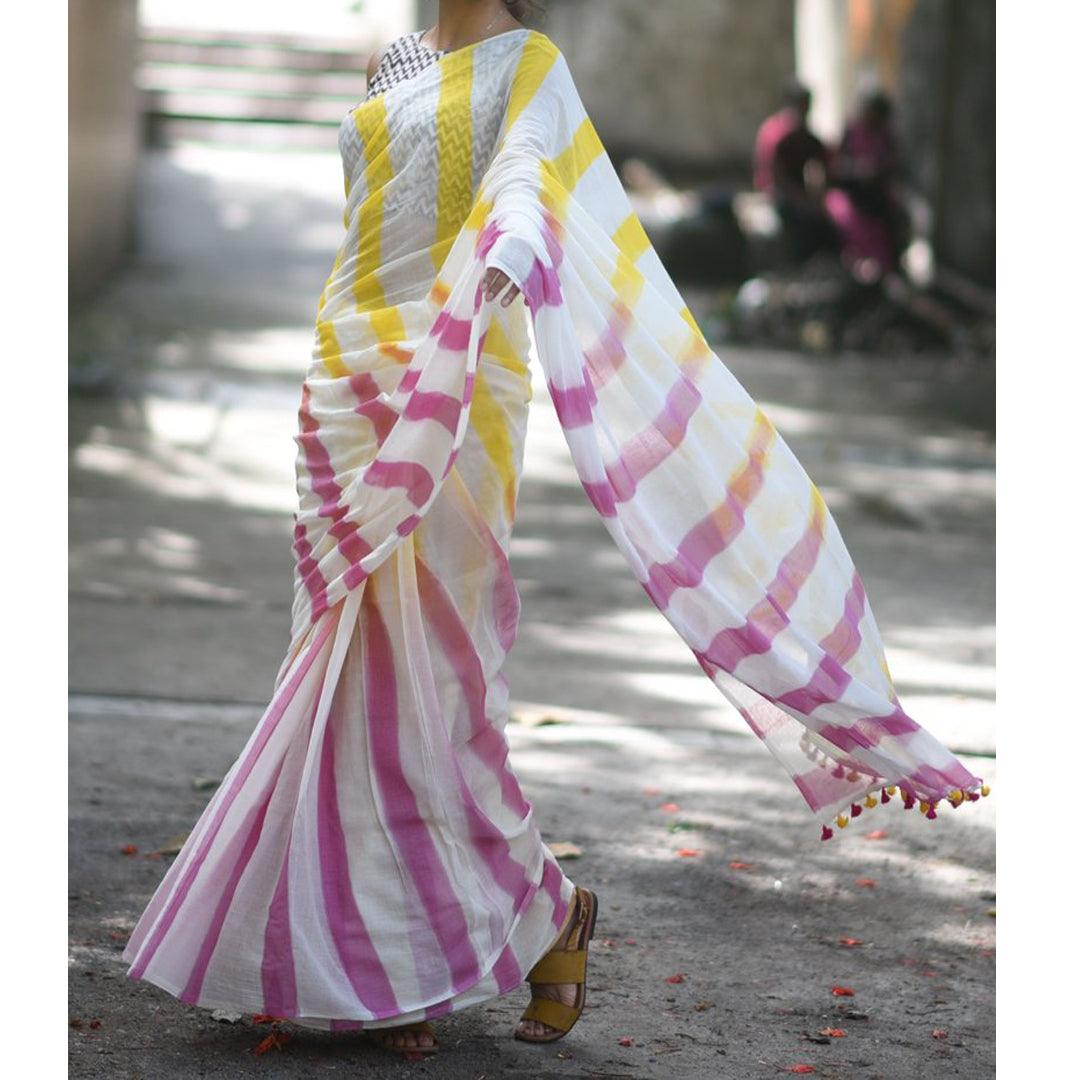Glorious White Colored Festive Wear Pure Linen Designer Saree - Ibis Fab