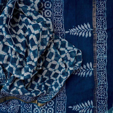Glowing Blue Colored Festive Printed  Pure Linen Saree