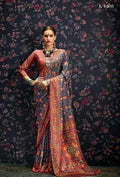 Good-Looking Blue colored Designer Printed Pure Linen Designer Saree