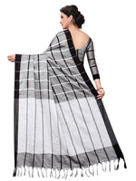 Grey Color Pure Linen Designer Saree - Ibis Fab