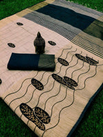 Ideal White Colored Festive Wear Embroidered Handloom Cotton Silk Saree - Ibis Fab