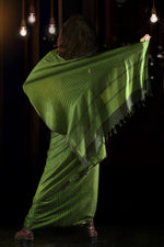 Imposing Green And Black Colored Festive Wear Printed Pure Linen Saree - Ibis Fab