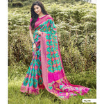 Imposing light blue Colored Party Wear Pure linen Printed Saree - Ibis Fab