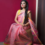 Impressive Baby Pink Colored Festive Printed Pure Linen Saree - Ibis Fab
