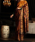 Impressive Multicolored Designer Printed Pure Linen Designer Saree