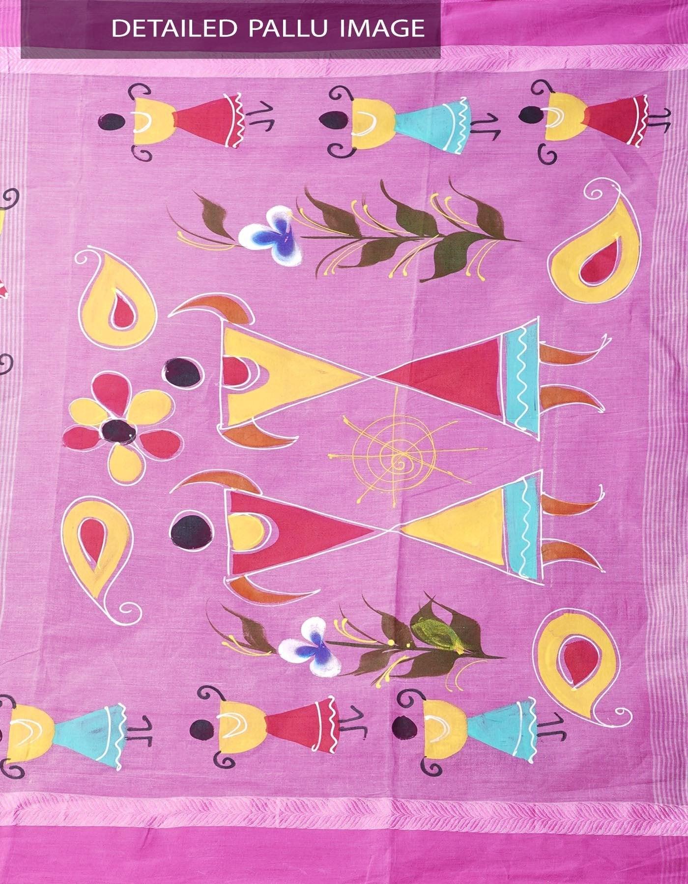 Impressive Pink Colored Festive Wear Linen Designer Saree - Ibis Fab