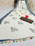 Innovative Pure Linen White Colored Casual Printed Saree