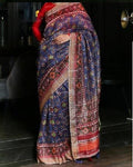 Intricate Multicolored Designer Printed Pure Linen Designer Saree